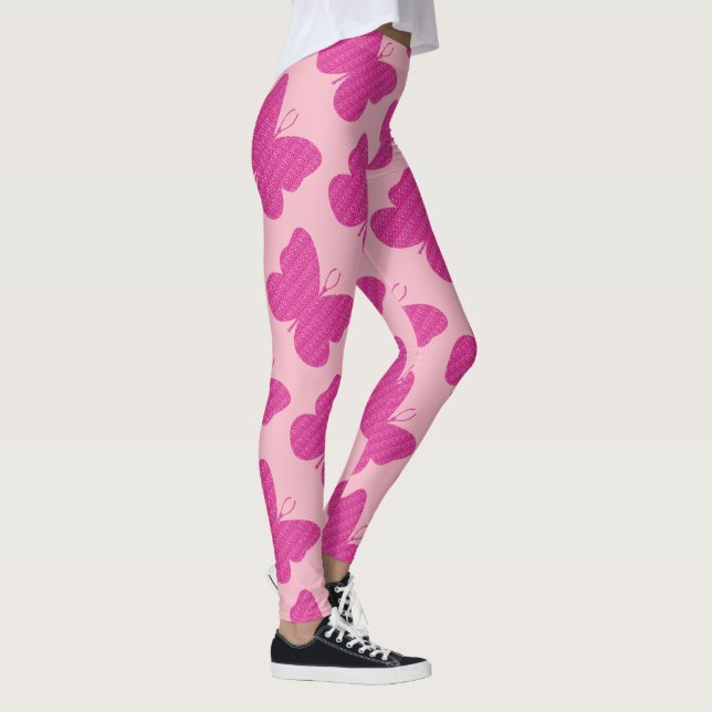 Leggings Papillon Faux Pailleté Rose (Droite)