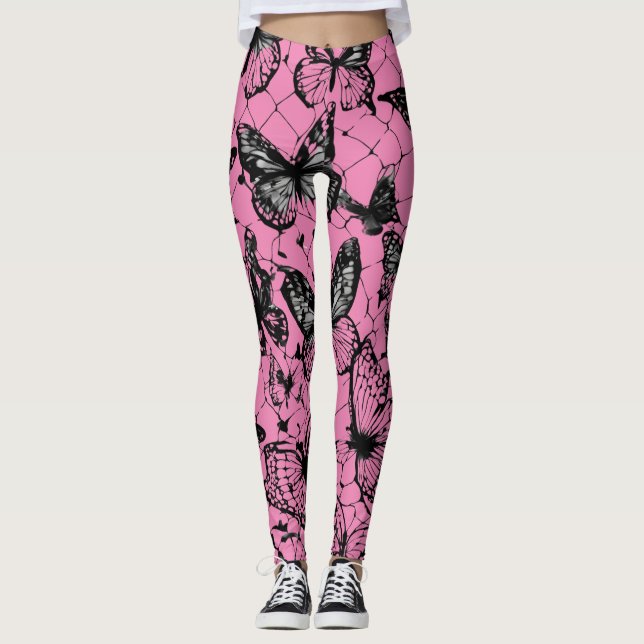 Leggings Papillon Imprimez des légendes tout-sur-impression (Devant)