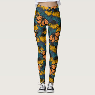 Leggings Papillon monarque sur confluents jaunes