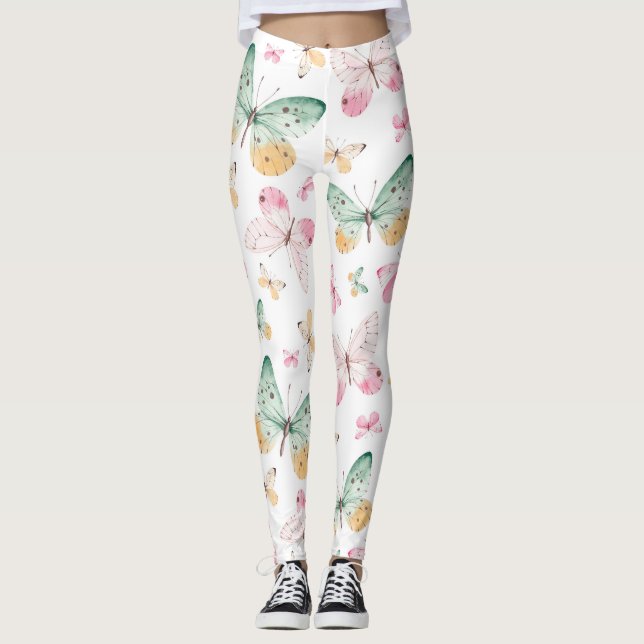 Leggings Papillon motif aquarelle (Devant)