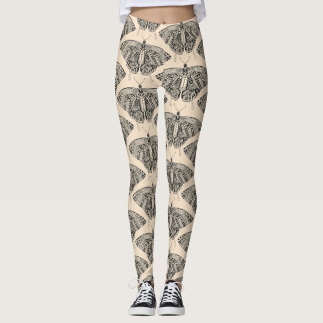 Leggings papillon noir blanc (Devant)