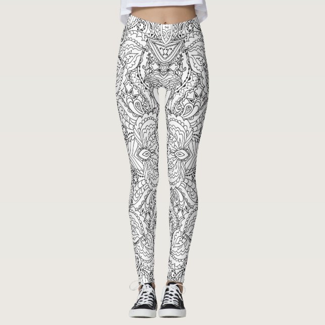 Leggings Papillon noir et blanc (Devant)