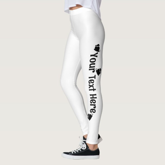 Leggings Papillon Personnalisé Nom Blanc et Noir (Gauche)