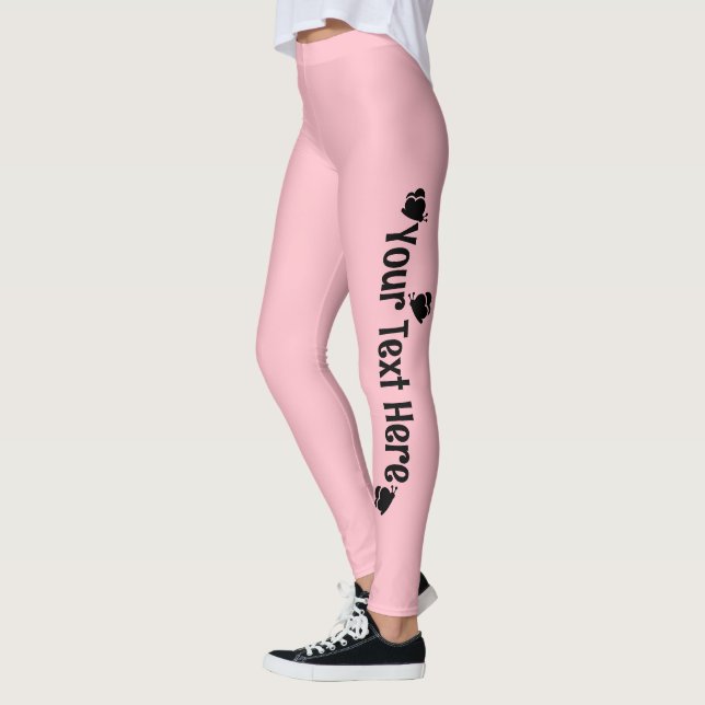 Leggings Papillon Personnalisé Rose Nom (Gauche)