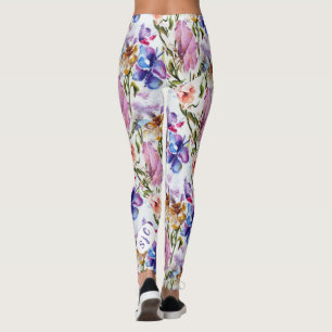 Leggings Papillon rose BLANC