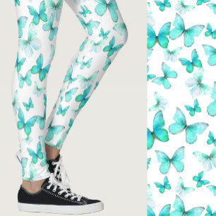 Leggings Papillon sarcelle girly à motif fantaisiste