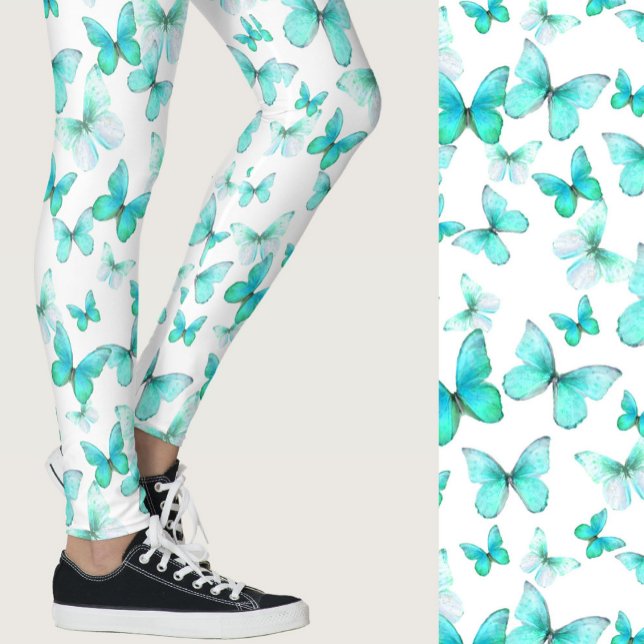 Leggings Papillon sarcelle girly à motif fantaisiste (Créateur téléchargé)