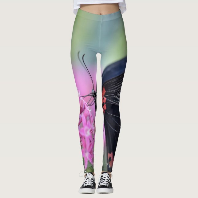 Leggings Papillon sur fleur (Devant)