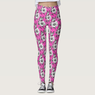 Leggings Papillon Sur Flower Motif Design rose