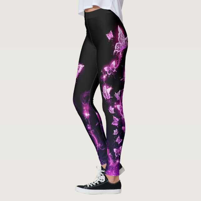 Leggings Papillons à flamme violet Fille Sport (Gauche)