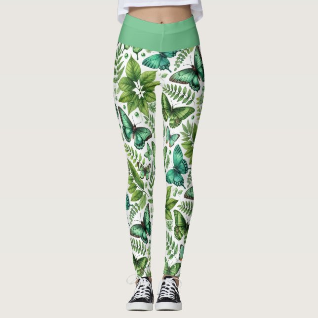 Leggings Papillons bleu-vert (Devant)