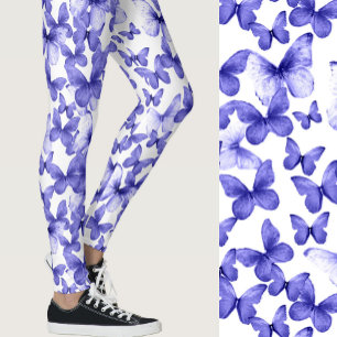 Leggings Papillons Bleus Féminins Motif Fantaisiste