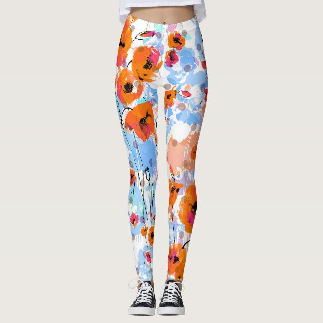 Leggings Papillons broyés : Texture florale Abstraite (Devant)