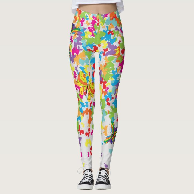 Leggings Papillons colorés 01.bw offWhite BG (Devant)