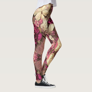 Leggings Papillons De Collage Décoratifs Et Légendes Roses