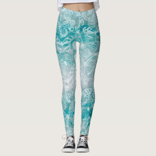 Leggings Papillons en marbre vert de mer