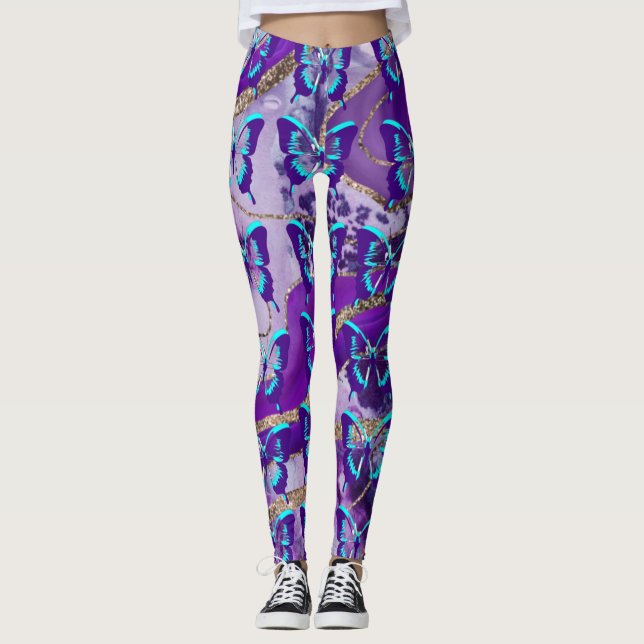Leggings Papillons en violet (Devant)