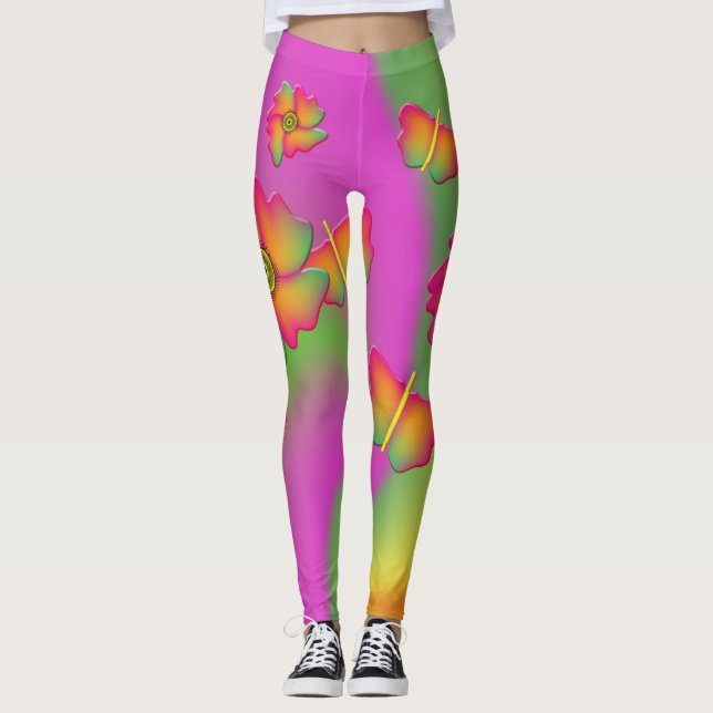Leggings Papillons et fleurs (Devant)