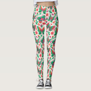 Leggings Papillons, Fleurs et Feuilles
