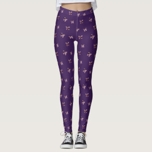 Leggings Papillons gris Royal violet et rose féminin