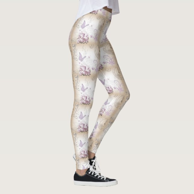 Leggings Papillons lavande, musiciens et horloges (Droite)