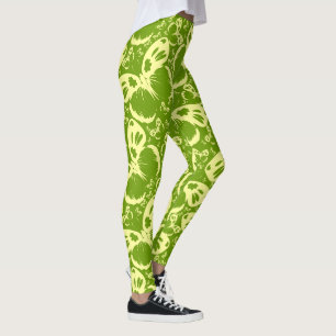 Leggings Papillons Motif Arrière - plan vert