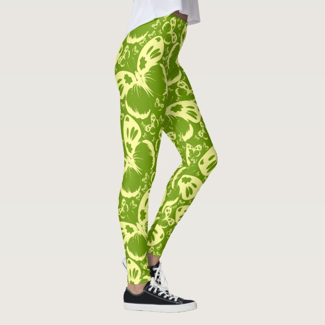 Leggings Papillons Motif Arrière - plan vert (Droite)