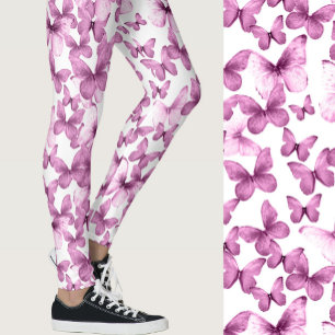Leggings Papillons Rose Féminin Motif Fantaisiste
