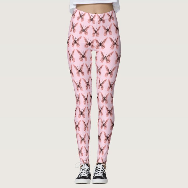 Leggings Papillons roses que vous choisissez Couleur Arrièr (Devant)