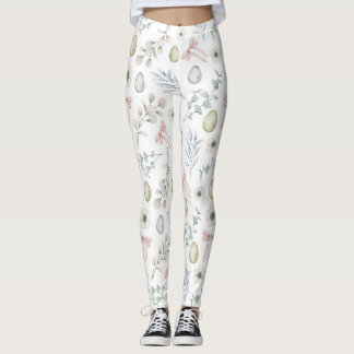 Leggings Pâques à motifs floraux mignons