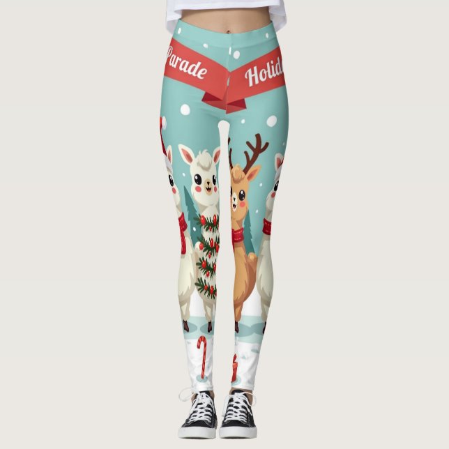 Leggings Parade de lamas de Noël  (Devant)