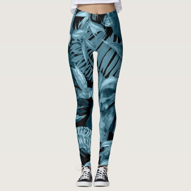 Leggings Paradis de l'aquarelle tropicale : Fleur de la jun (Devant)