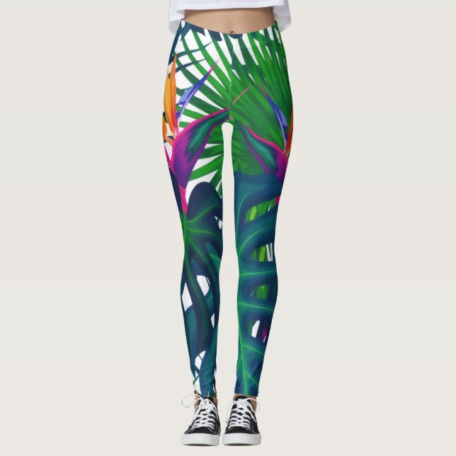 Leggings Paradis Feuille de la jungle tropicale (Devant)