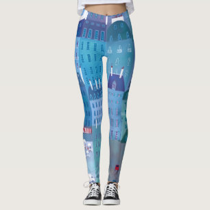 Leggings Paris bleu