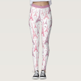 Leggings Paris France Eiffel Tour rose violet Yoga Exercice