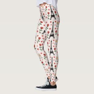 Leggings Paris Romance Tour Eiffel Cœurs & Roses Yoga