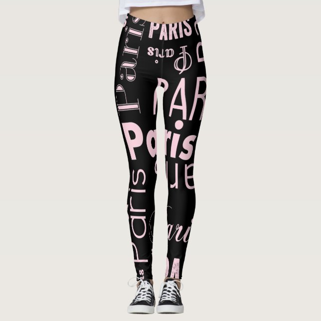 Leggings Paris rose et noir (Devant)