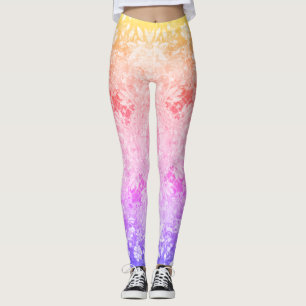 Leggings Parties scintillant arc-en-ciel motif floral