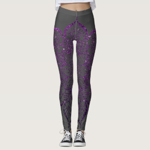 Leggings Parties scintillant aux framboises foncées Mandala