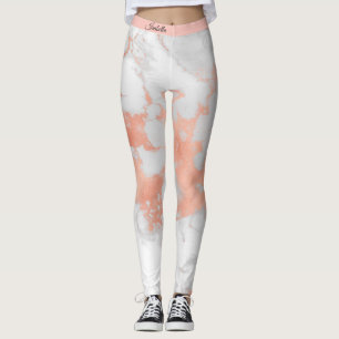 Leggings Parties scintillant Blanche Luxe Marbre rose blanc
