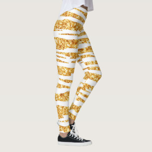 Leggings Parties scintillant blanche or Boho Populaire Tige