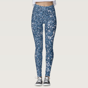 Leggings Parties scintillant bleu Faux Texture Look Design 