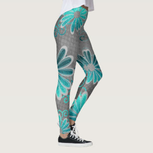 Leggings Parties scintillant bleu turquoise gris ombre