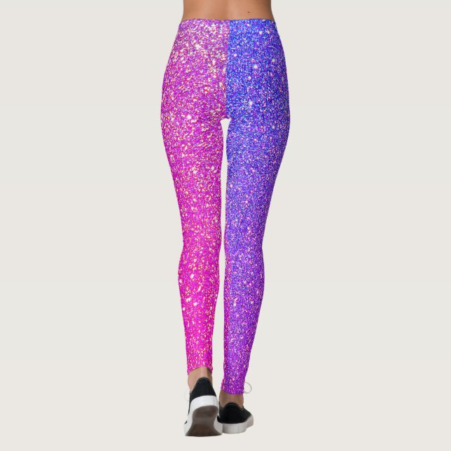 Leggings Parties scintillant bleu violet Ombre Sparkly Mode (Dos)