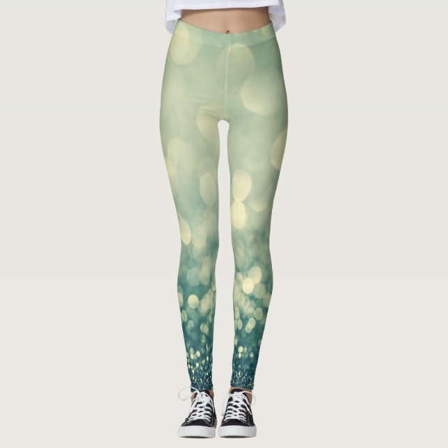 Leggings Parties scintillant bleue : Noël Abstrait (Devant)