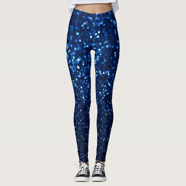 Leggings Parties scintillant bleue Texture Festive Étincell (Devant)