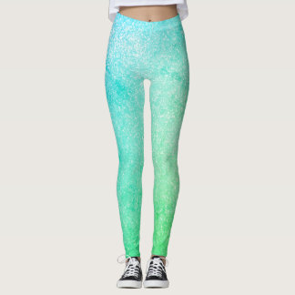 Leggings Parties scintillant Blue Green Ombre