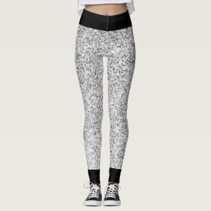 Leggings Parties scintillant brillante gris argent avec noi