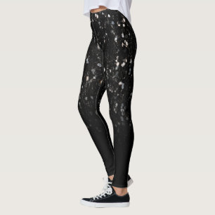 Leggings Parties scintillant brillante noire et blanche à l