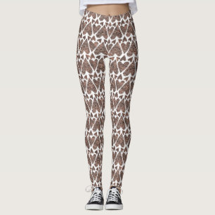 Leggings Parties scintillant Brown/or Coeur jambes des femm